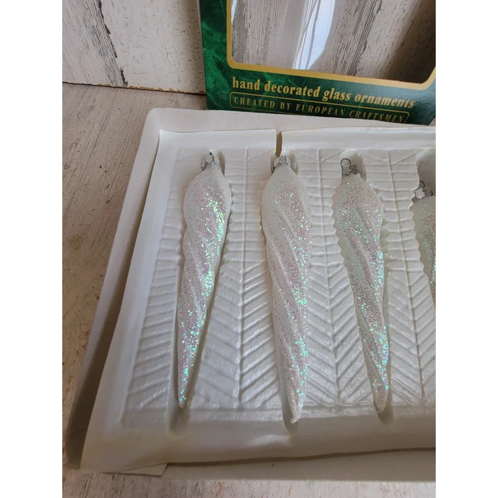 Christmas classics vintage snow icicle glass ornament set Xmas home decor
